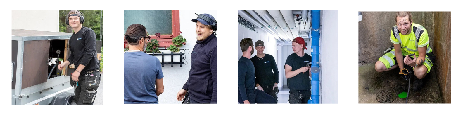 glada medarbetare ute på olika uppdrag